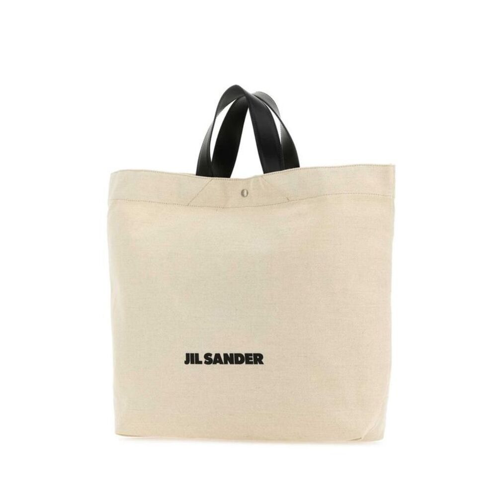 JIL SANDER Canvas Tote Bag with Leather Handles Women BEIGE O TAN Handbags